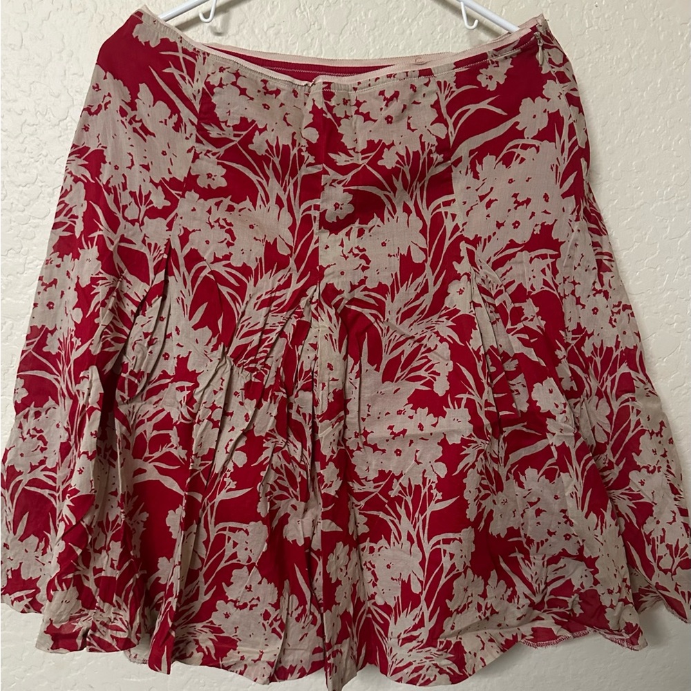 Banana Republic Vibrant Red and cream dress, pleated